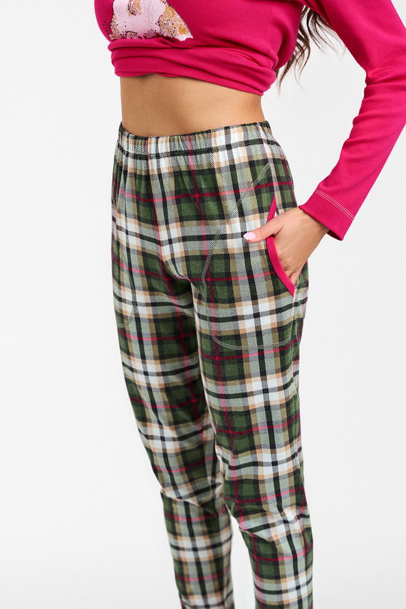 Zonda Damen Schlafanzug langarm und lange Hose Italian Fashion - amaranth/print