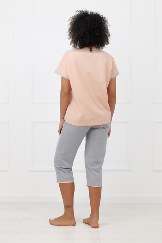 Damenpyjama Sabrina Italian Fashion 100% Baumwolle – kurzer Ärmel, 3/4 Hose