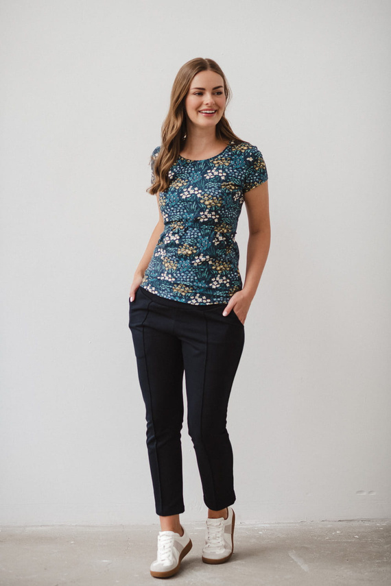 Milk Shirt Still- und Umstandsbluse mit kurzen Ärmeln Milk&Love Wiese auf Marineblau