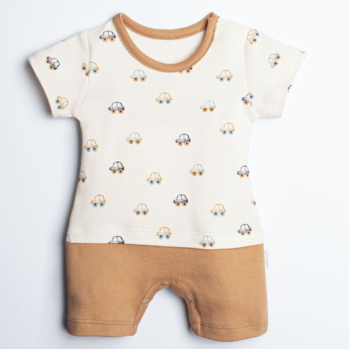 Nicol Olo 221153 Jungen-Romper mit Autos, 100% Baumwolle, Karamellfarben