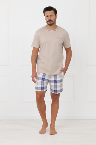 Herrenpyjama Juno Italian Fashion 100% Baumwolle Kurzarm Shorts