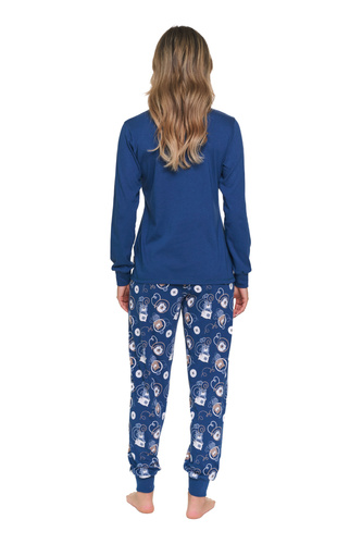Damen-Pyjama Doctor Nap 7510, 100% Baumwolle, lang, mit Bündchen, Druck