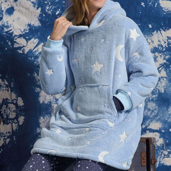 Milana Sorbetto Decken-Sweatshirt – blau, Fleece, im Dunkeln leuchtend