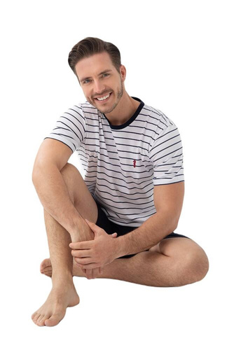 808 Luna Herrenpyjama – Marineblau