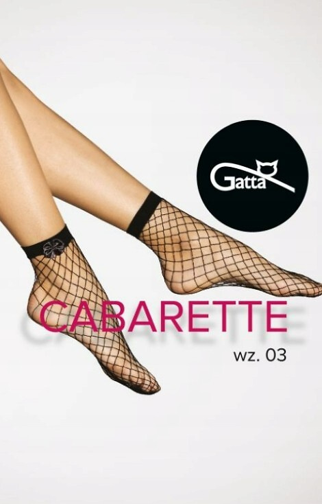 568 Cabarette 03 Gatta schwarze Damensocken – Netzstrümpfe mit Verzierung