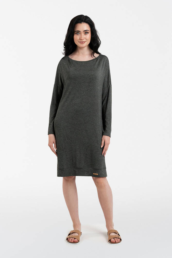 Akord Damen Langarm Tunika Italienische Mode - dunkel melange 