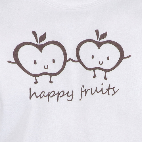 ABN-5295/ECR Happy Apples Nini Body aus ecrufarbener Bio-Baumwolle