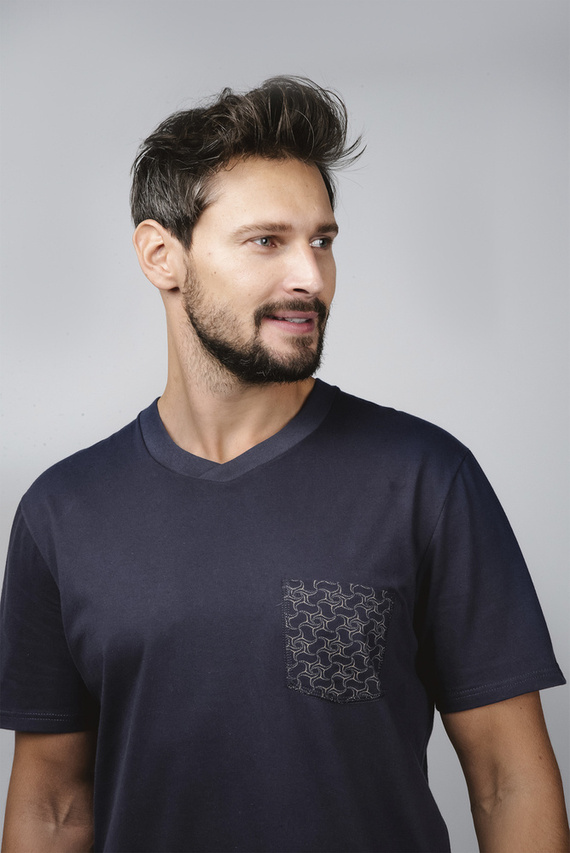 Diaz Herren Schlafanzug mit kurzen Ärmeln, Shorts Italian Fashion - navy blau/print