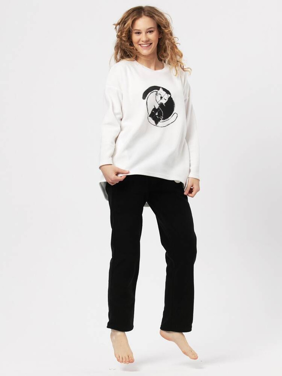 LHS 922 Soft Key Damenpyjama Ecru Schwarz