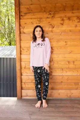 Umbra Mädchen Schlafanzug, langarm und Hose Italian Fashion- lachs/print