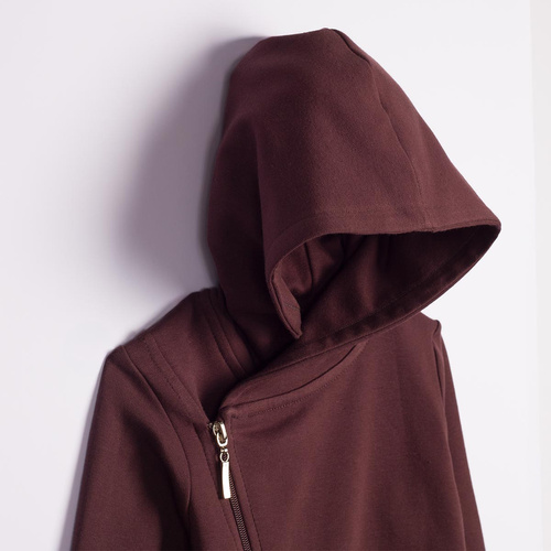 227276 Nicol BENEK Jungen Kapuzenpullover in Dunkelbraun mit Reißverschluss
