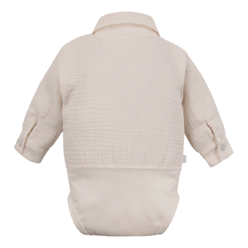 Ceremony Hemd-Body aus Musselin mit Kragen für Jungen Eevi, elegant – Beige