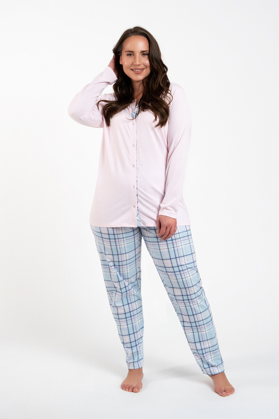Emilly Unzipped Ladies' Long Sleeve Pyjamas and Trousers Italian Fashion - rosa/print 