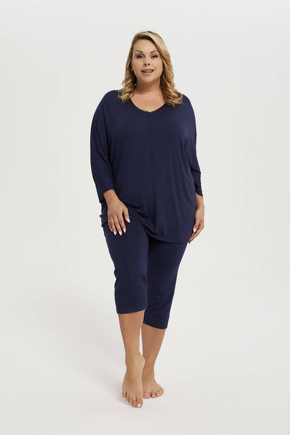 Song Damen Schlafanzug 3/4 Ärmel, 3/4 Hose Italian Fashion - navy blau