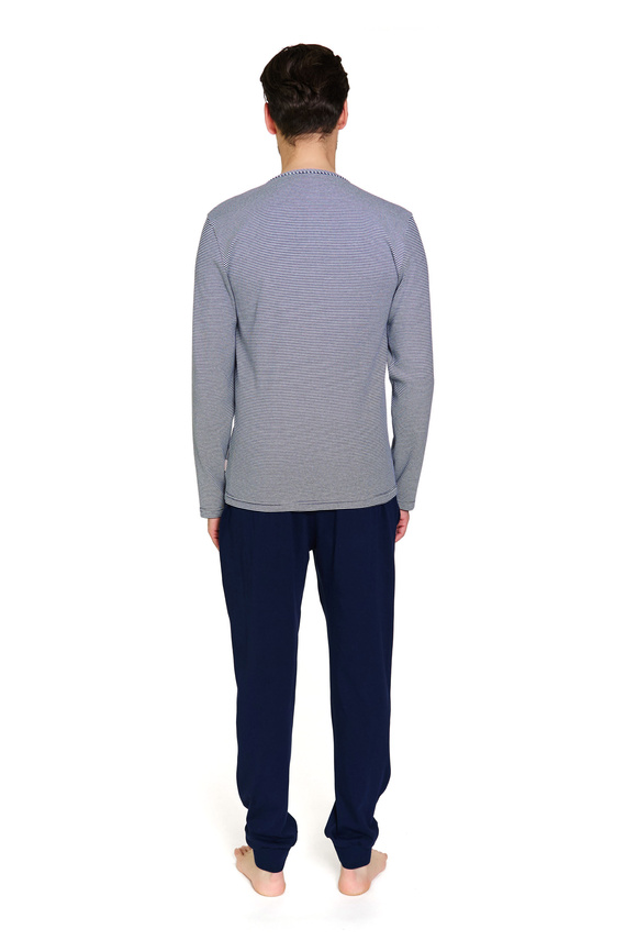 Doctor Nap 7353 – Baumwollpyjama mit Knöpfen für Herren | Polnische Produktion - Brombeere