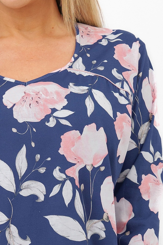 Nachthemd Italian Fashion Ardizja 100% Baumwolle Blumen 3/4-Arm