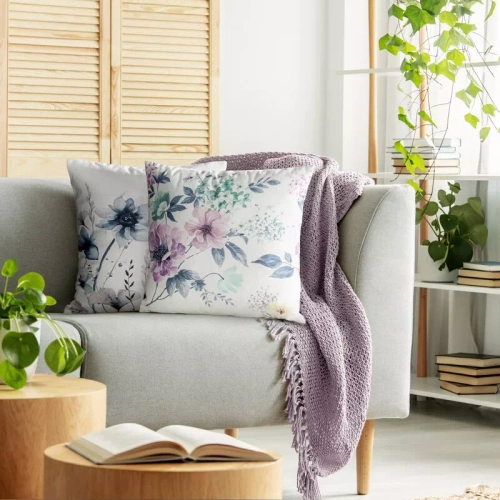 Kissenbezug 45x45 Mink Eurofirany Samt Blumen dekorativ