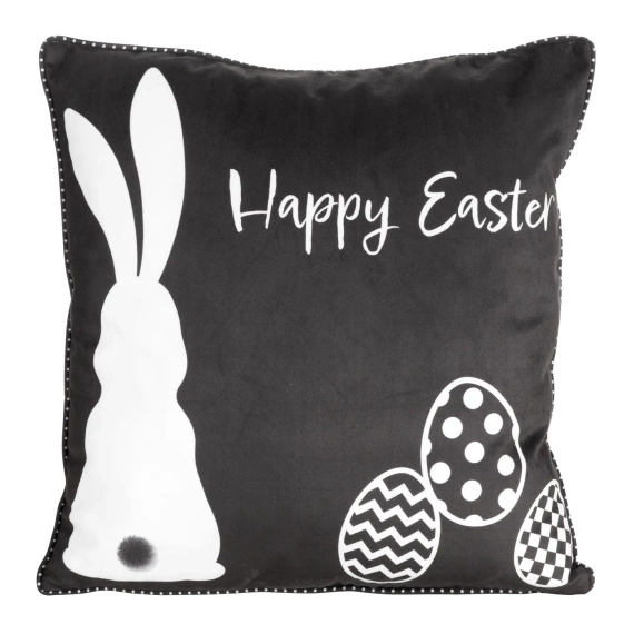 Frühling 5 Osterkissenbezug mit Samtdruck, Eurocurtains, schwarz