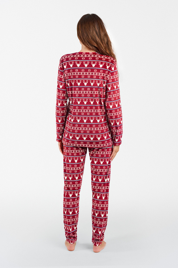 Island Fleece Damen Set Italienische Mode - burgunderfarbener Druck 