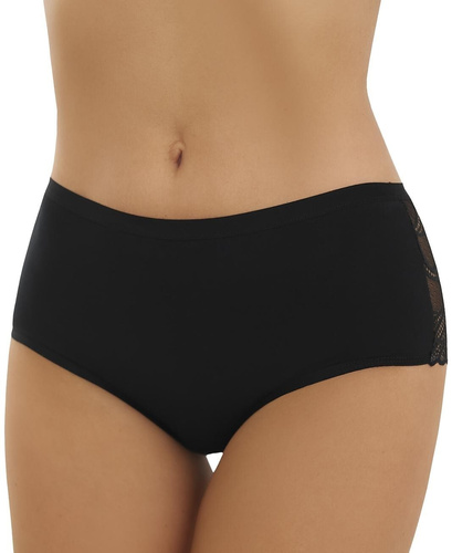 Figi Lori Emili hohe Baumwoll-Damen-Slips schwarz mit Spitzenrücken
