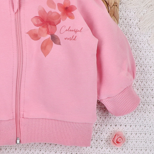 ABN-5430 Buntes Blumen-Nini-Sweatshirt aus Bio-Baumwolle, rosa