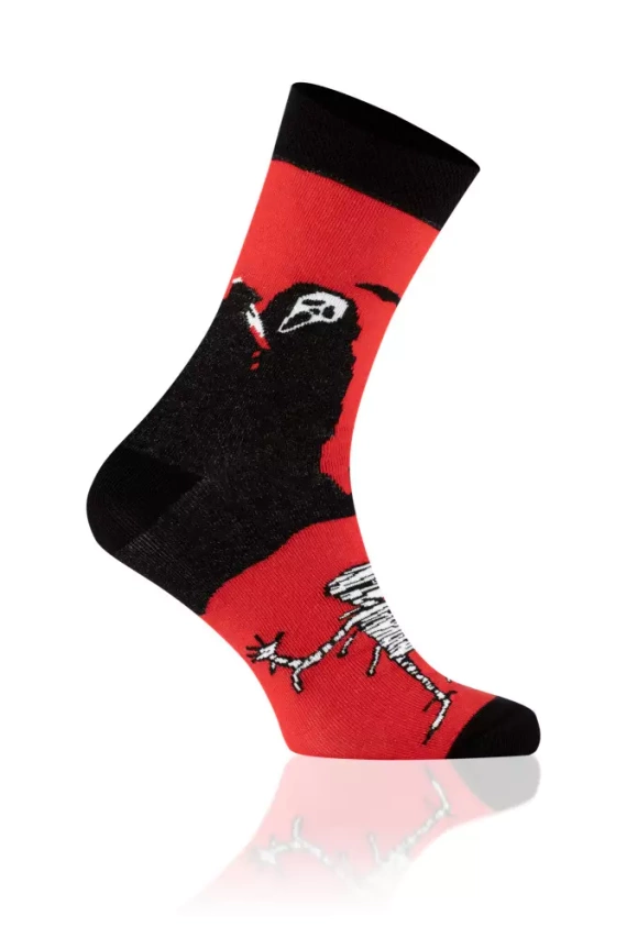 S146D Dracula Lange Socken Italienische Mode - schwarz/rot/weiß