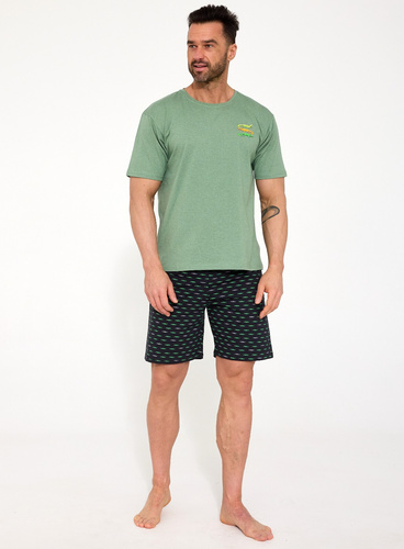 Herren Pyjama Cornette Crocodiles 2 326/202 – Baumwoll-Pyjama | Kurzarm-Shirt & Shorts | Krokodil-Print | Leichter Sommerkomfort