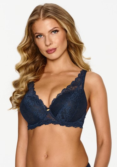 2618 Lupoline BH - marineblauer Gel-Push-up mit Spitze