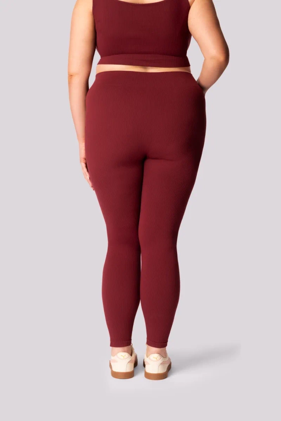 Gerippte Damenleggings Mona Burgund