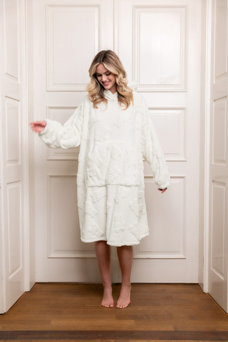 Damen-Deckenbluse Italian Fashion - warm, Übergröße, mit Kapuze, Teddybär-Motiv