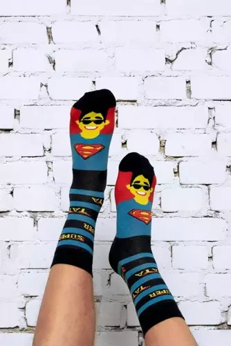 M41D Super Dad Lange Socken Italienische Mode - navy blau/farbig