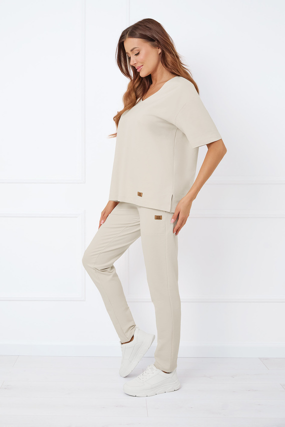 Caro Kurzarmbluse Italian Fashion - beige