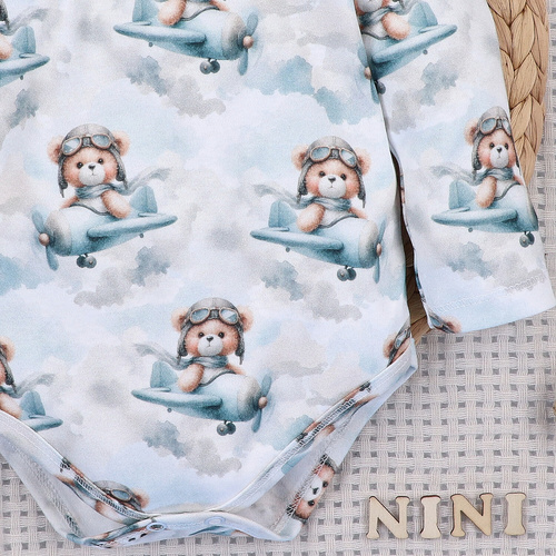 NINI ABN-5746/JSZ Babybody 100% Bambus Baby Bear Pilot mit Druckknöpfen