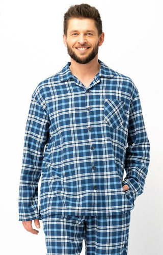 MNS 492 Key Jeans Herrenpyjama – kariertes Flanell, Baumwolle