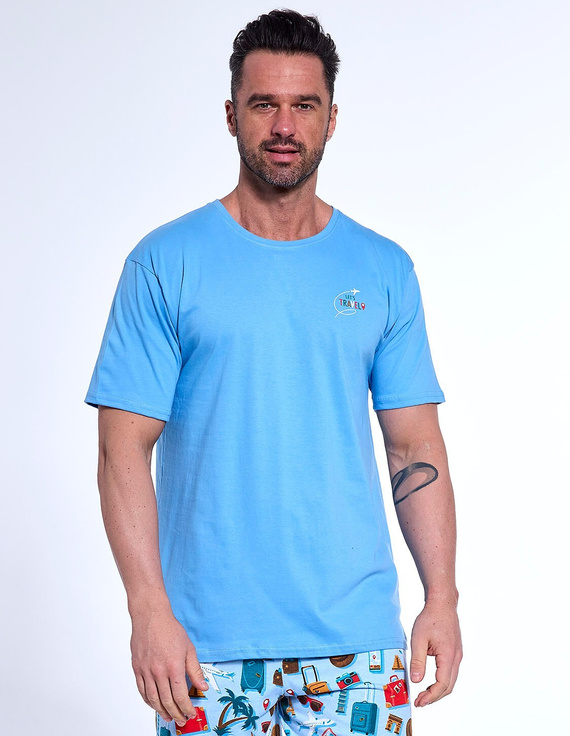 326/174 Travel Herrenpyjama Cornetteblau