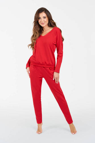 Karina Damen Langarmset, Hose Italienische Mode - rot