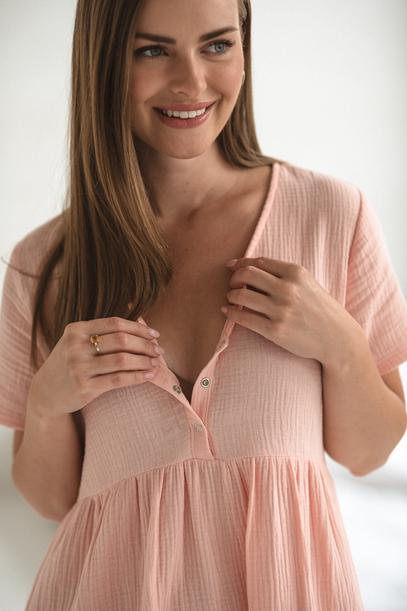 Umstands- und Stillnachthemd Aurora aus Musselin, Milk&Love, Lachsfarben