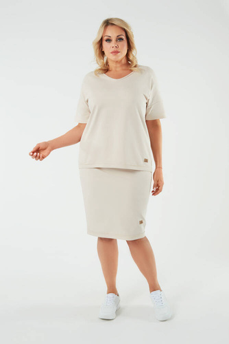 Madri Bluse mit kurzen Ärmeln Italienische Mode - beige 