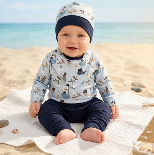 ABK-0041/LOD Piraci Babyset aus Bio-Baumwolle Nini, Marineblau