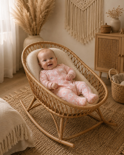 Mamatti PA16340 Babystrampler aus rosa Baumwolle mit Druckknöpfen