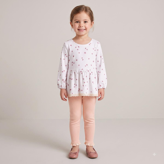 Nicol Hania 226138 Mädchenbluse 100% Baumwolle mit Volant und Blumenmuster