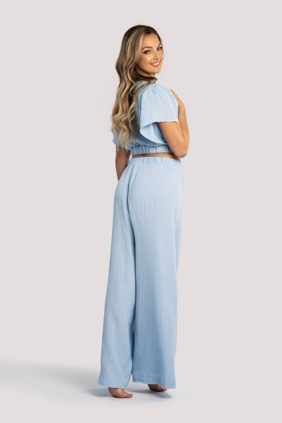 Tola Damen Musselin-Set Unikat blau – sommerliche Heimunterwäsche