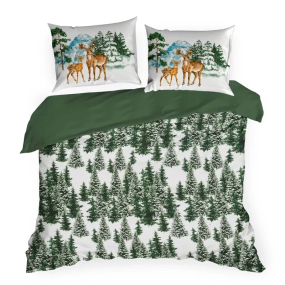 Weihnachtsbettwäsche Elsa Eurofirany beige 100% Baumwolle mit Reißverschluss