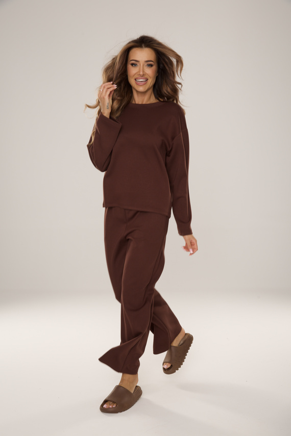 886 Butter Damen-Trainingsanzug von De Lafense - Homewear aus 'Butter'-Strick, Schokolade