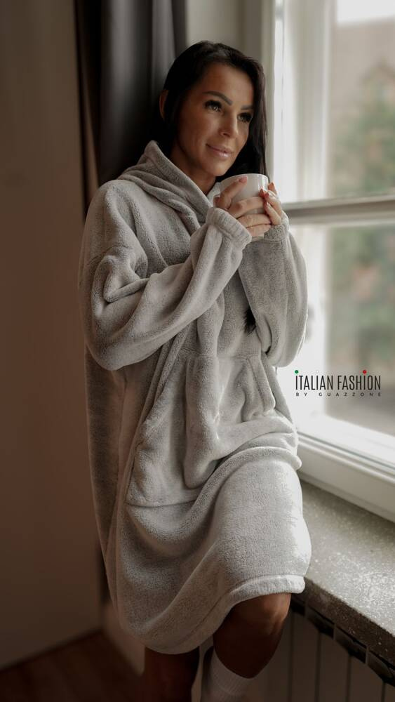 Forio Deckenbluse mit Kapuze unisex Italienische Mode - grau