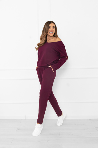 Karina Damen Trainingsanzug Set Italian Fashion burgundy - Baumwolle, bequem