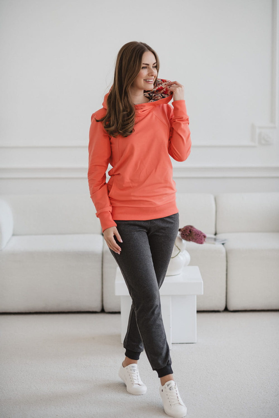 Milk Please Milk&Love Still-Sweatshirt mit korallenroter Kapuze