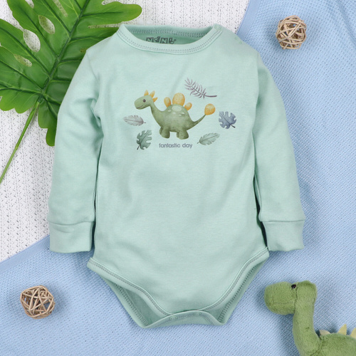 ABN-5566 Dino Explorer Bio-Baumwoll-Body Nini mint – Bio-Baumwolle, langärmlig
