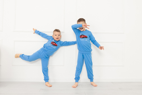 Schlafanzug Gordo für Jungen - Baumwolle, lange Ärmel und Hose mit Kordelzug Italian Fashion - blau 