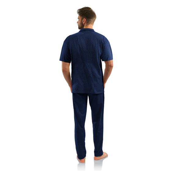 Kurzärmliger Herrenpyjama mit Reißverschluss von Sesto Senso – marineblaue Anker